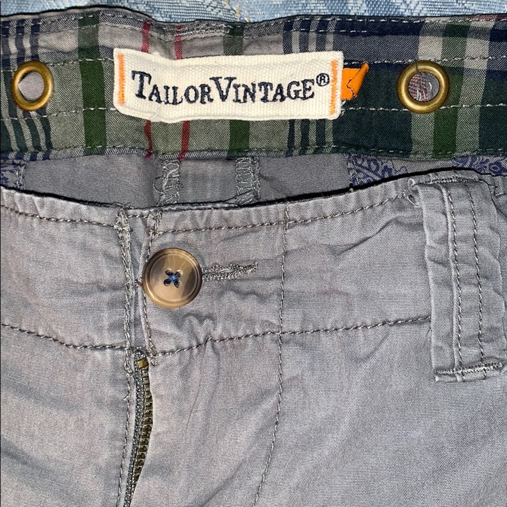 Tailor Vintage Gray Cargo Shorts 40 💯 Cotton Snap
